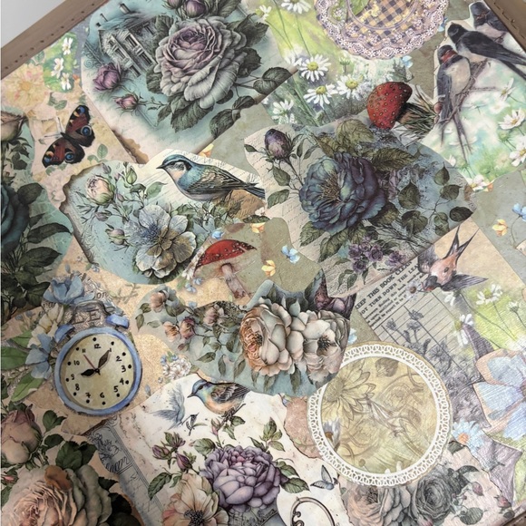 OOAK Vintage Suitcase Side Table Decoupaged Floral Top Foldable Hairpin Legs - Picture 7 of 10